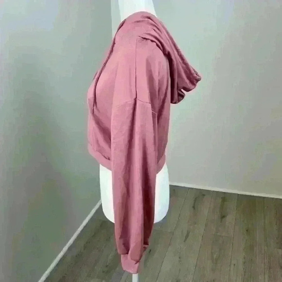 SHEIN Pink Cropped Drawstring Hoodie Size M - Picture 3 of 9